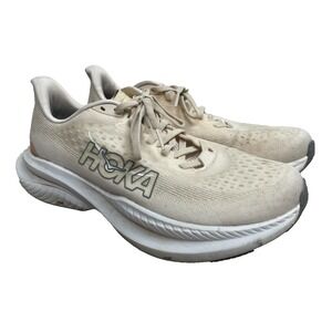 Hoka Shoes Womens 9.5D Wide Mach 6 Beige Low Cushion Sport Comfort Run Gym Lift